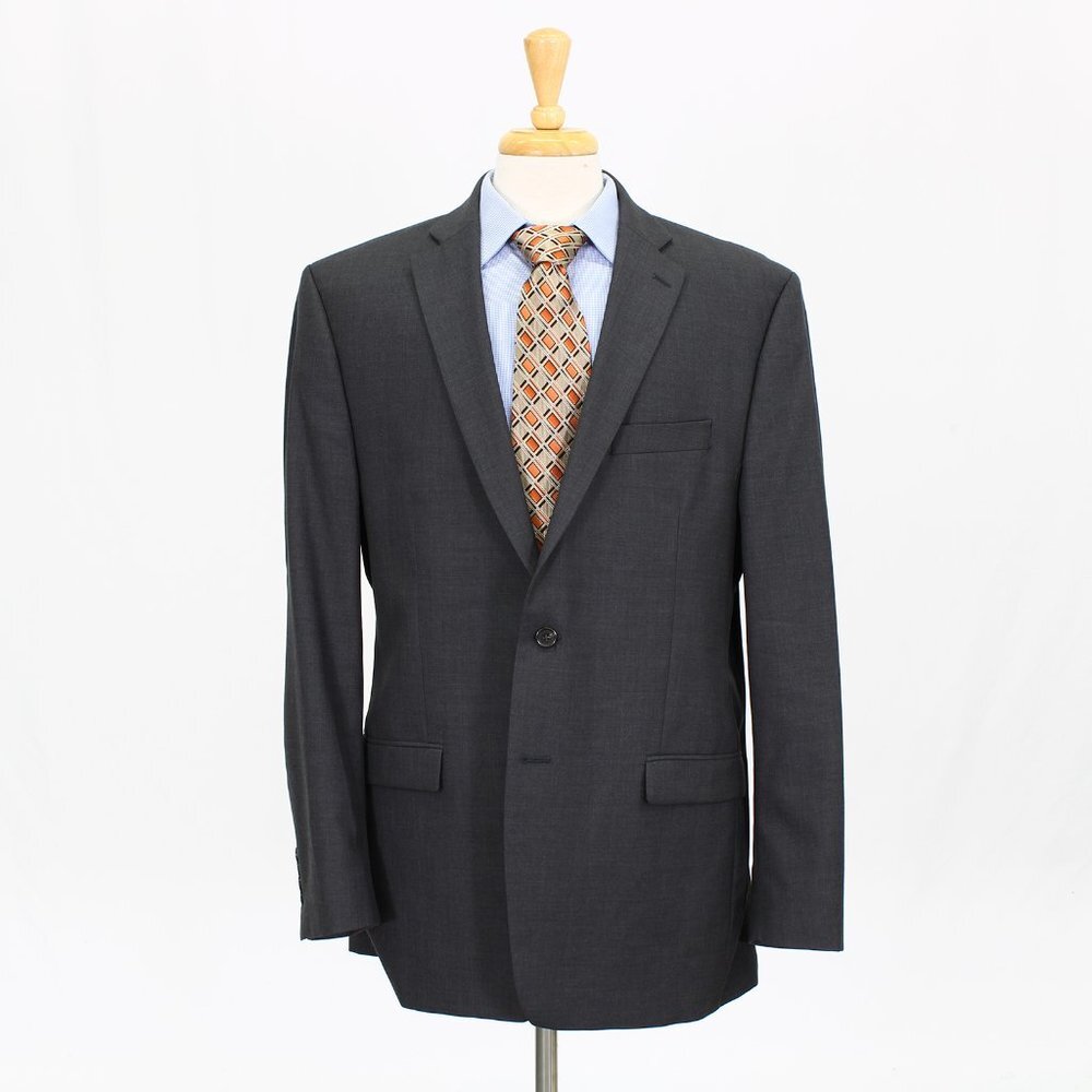 Ralph Lauren 46L Gray Solid 2-Button Sport Coat Blazer Jacket V359